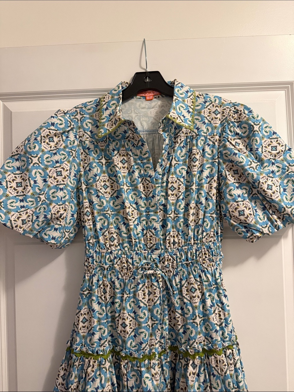 Smocked Tiered Maxi Dress in Light Blue Floral - Picture 3 of 6
